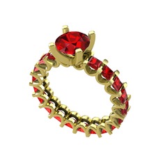 Divya Tamtur Yüzük - Garnet 14 ayar altın yüzük #120diww