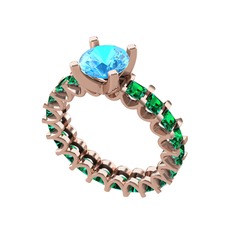 Divya Tamtur Yüzük - Akuamarin ve yeşil kuvars 8 ayar rose altın yüzük #1263qmj