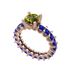Divya Tamtur Yüzük - Peridot ve lab safir 18 ayar rose altın yüzük #13mwfu7