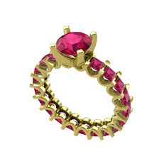 Rodolit garnet 18 ayar altın yüzük