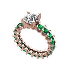 Swarovski ve yeşil kuvars 14 ayar rose altın yüzük