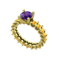 Divya Tamtur Yüzük - Ametist ve sitrin 8 ayar altın yüzük #1ah2vhr