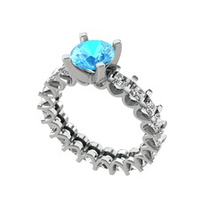 Divya Tamtur Yüzük - Akuamarin ve swarovski 925 ayar gümüş yüzük #1amkqc1