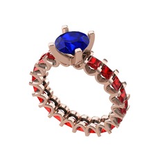 Lab safir ve garnet 14 ayar rose altın yüzük