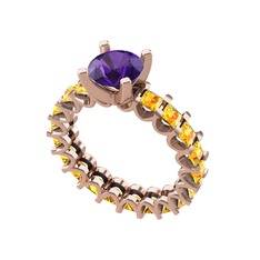 Divya Tamtur Yüzük - Ametist ve sitrin 18 ayar rose altın yüzük #1b2is4d