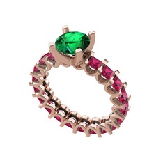 Divya Tamtur Yüzük - Yeşil kuvars ve rodolit garnet 8 ayar rose altın yüzük #1ba85xj