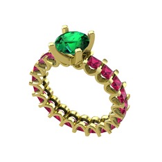 Divya Tamtur Yüzük - Yeşil kuvars ve rodolit garnet 18 ayar altın yüzük #1c0cx0e
