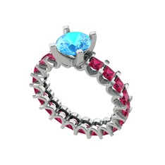 Divya Tamtur Yüzük - Akuamarin ve rodolit garnet 925 ayar gümüş yüzük #1dglzc8