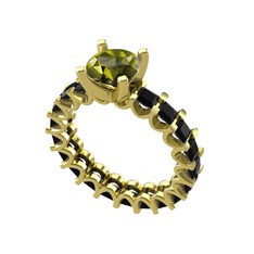 Divya Tamtur Yüzük - Peridot ve siyah zirkon 8 ayar altın yüzük #1dt7cly