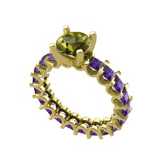 Divya Tamtur Yüzük - Peridot ve ametist 8 ayar altın yüzük #1ec66xi