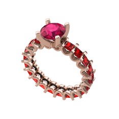 Divya Tamtur Yüzük - Rodolit garnet ve garnet 925 ayar rose altın kaplama gümüş yüzük #1emai07