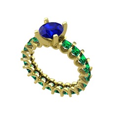 Divya Tamtur Yüzük - Lab safir ve yeşil kuvars 14 ayar altın yüzük #1fvh5mh