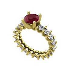 Divya Tamtur Yüzük - Kök yakut ve swarovski 18 ayar altın yüzük #1gbz9nt