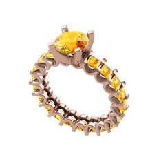 Sitrin 925 ayar rose altın kaplama gümüş yüzük