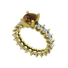 Divya Tamtur Yüzük - Dumanlı kuvars ve swarovski 18 ayar altın yüzük #1h2emqi