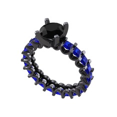 Divya Tamtur Yüzük - Siyah zirkon ve lab safir 925 ayar siyah rodyum kaplama gümüş yüzük #1htj5i