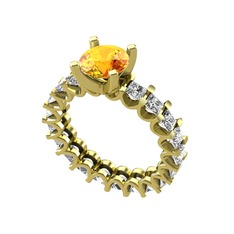 Divya Tamtur Yüzük - Sitrin ve swarovski 925 ayar altın kaplama gümüş yüzük #1i2ergg