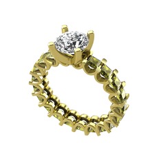 Divya Tamtur Yüzük - Swarovski ve peridot 925 ayar altın kaplama gümüş yüzük #1ihkj25