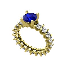 Divya Tamtur Yüzük - Lab safir ve swarovski 8 ayar altın yüzük #1jaehbq