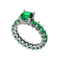 Divya Tamtur Yüzük - Yeşil kuvars 8 ayar beyaz altın yüzük #1kbn6qw