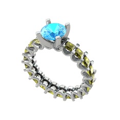 Divya Tamtur Yüzük - Akuamarin ve peridot 14 ayar beyaz altın yüzük #1lbrewf