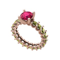 Rodolit garnet ve peridot 18 ayar rose altın yüzük