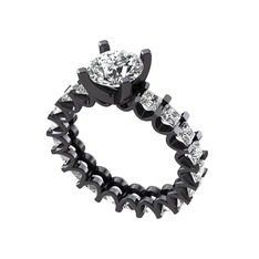 Divya Tamtur Yüzük - Swarovski ve pırlanta 925 ayar siyah rodyum kaplama gümüş yüzük (3 karat) #1n3l05j