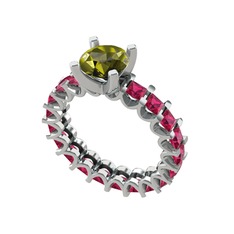 Divya Tamtur Yüzük - Peridot ve rodolit garnet 925 ayar gümüş yüzük #1oakwkx