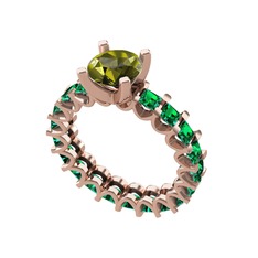 Peridot ve yeşil kuvars 8 ayar rose altın yüzük