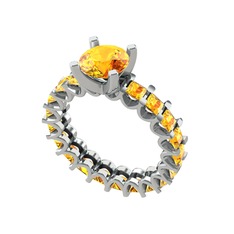 Divya Tamtur Yüzük - Sitrin 18 ayar beyaz altın yüzük #1qx2r7n