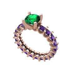 Divya Tamtur Yüzük - Yeşil kuvars ve ametist 18 ayar rose altın yüzük #1rhtuvc