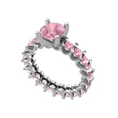 Divya Tamtur Yüzük - Pembe kuvars 18 ayar beyaz altın yüzük #1rl6t6l