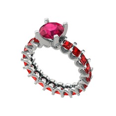 Divya Tamtur Yüzük - Rodolit garnet ve garnet 18 ayar beyaz altın yüzük #1t02776