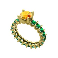 Divya Tamtur Yüzük - Sitrin ve yeşil kuvars 14 ayar altın yüzük #1txdieg