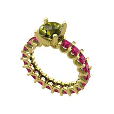 Divya Tamtur Yüzük - Peridot ve rodolit garnet 18 ayar altın yüzük #1v91ooi
