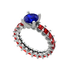 Lab safir ve garnet 925 ayar gümüş yüzük