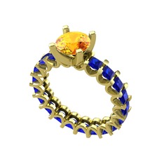 Divya Tamtur Yüzük - Sitrin ve lab safir 18 ayar altın yüzük #1wt7fld