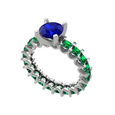 Divya Tamtur Yüzük - Lab safir ve yeşil kuvars 925 ayar gümüş yüzük #2g2vgg