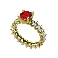 Divya Tamtur Yüzük - Garnet ve swarovski 8 ayar altın yüzük #2klm6b