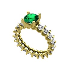 Divya Tamtur Yüzük - Yeşil kuvars ve swarovski 925 ayar altın kaplama gümüş yüzük #3kecdx
