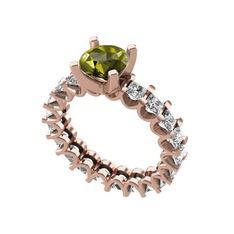 Divya Tamtur Yüzük - Peridot ve swarovski 18 ayar rose altın yüzük #4brbrg