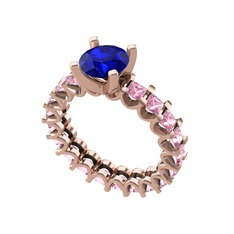 Divya Tamtur Yüzük - Lab safir ve pembe kuvars 8 ayar rose altın yüzük #4zi1e9