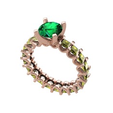 Yeşil kuvars ve peridot 8 ayar rose altın yüzük
