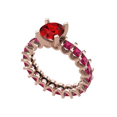 Divya Tamtur Yüzük - Garnet ve rodolit garnet 18 ayar rose altın yüzük #89uua0