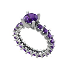 Divya Tamtur Yüzük - Ametist 14 ayar beyaz altın yüzük #8lxb1a