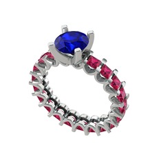 Lab safir ve rodolit garnet 925 ayar gümüş yüzük