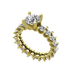 Divya Tamtur Yüzük - Beyaz zirkon ve swarovski 18 ayar altın yüzük #al6dxa