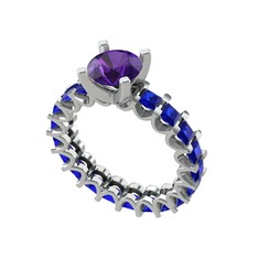 Divya Tamtur Yüzük - Ametist ve lab safir 14 ayar beyaz altın yüzük #brua39