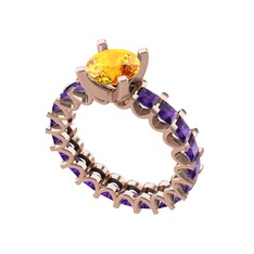 Divya Tamtur Yüzük - Sitrin ve ametist 18 ayar rose altın yüzük #bvpf7h