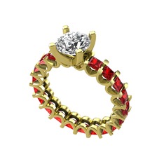 Divya Tamtur Yüzük - Swarovski ve garnet 18 ayar altın yüzük #cna182
